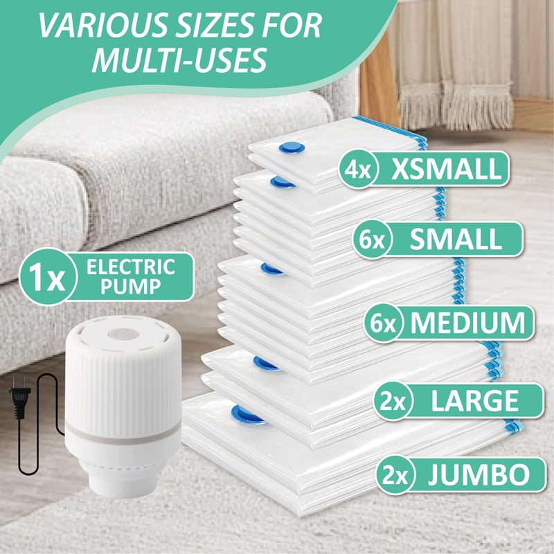 Cozy Essential 20 Pack Vacuum Storage Bags with Electric Pump  Vacuum Seal Space Saver Bags for Clothing  Pillows  Blanket  Bedding  Comforters - Image 4